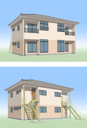 江口　顕 (eguchi-K)さんの築古アパート３棟の屋根・外壁塗装デザインへの提案