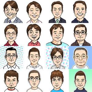 Masa (masa_nigaoe)さんの写真を元にスタッフ2名（男女）の似顔絵作成（名刺やパンフで使用します）への提案
