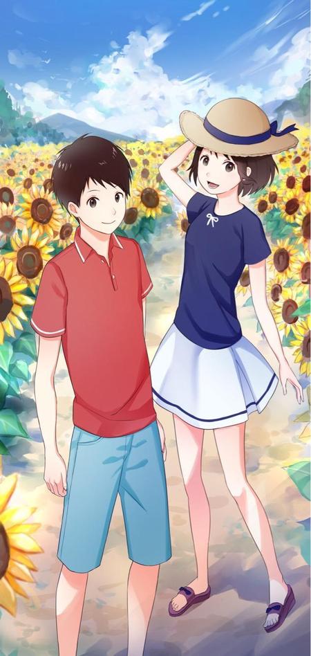 つむぎ (tsumugi_12)さんの中学生男女のイラスト。映画「サマーウォーズ」の雰囲気です。への提案