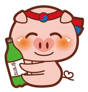 NonnoDesignLabo 片岡希 (NozomiKataoka)さんの＜飲食店＞　韓国料理専門店用の 豚+マッコリ キャラクターデザインへの提案