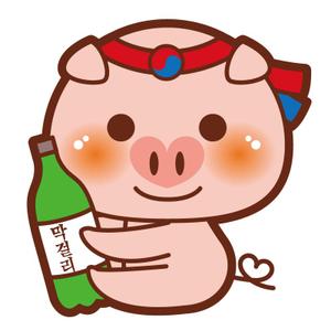 NonnoDesignLabo 片岡希 (NozomiKataoka)さんの＜飲食店＞　韓国料理専門店用の 豚+マッコリ キャラクターデザインへの提案