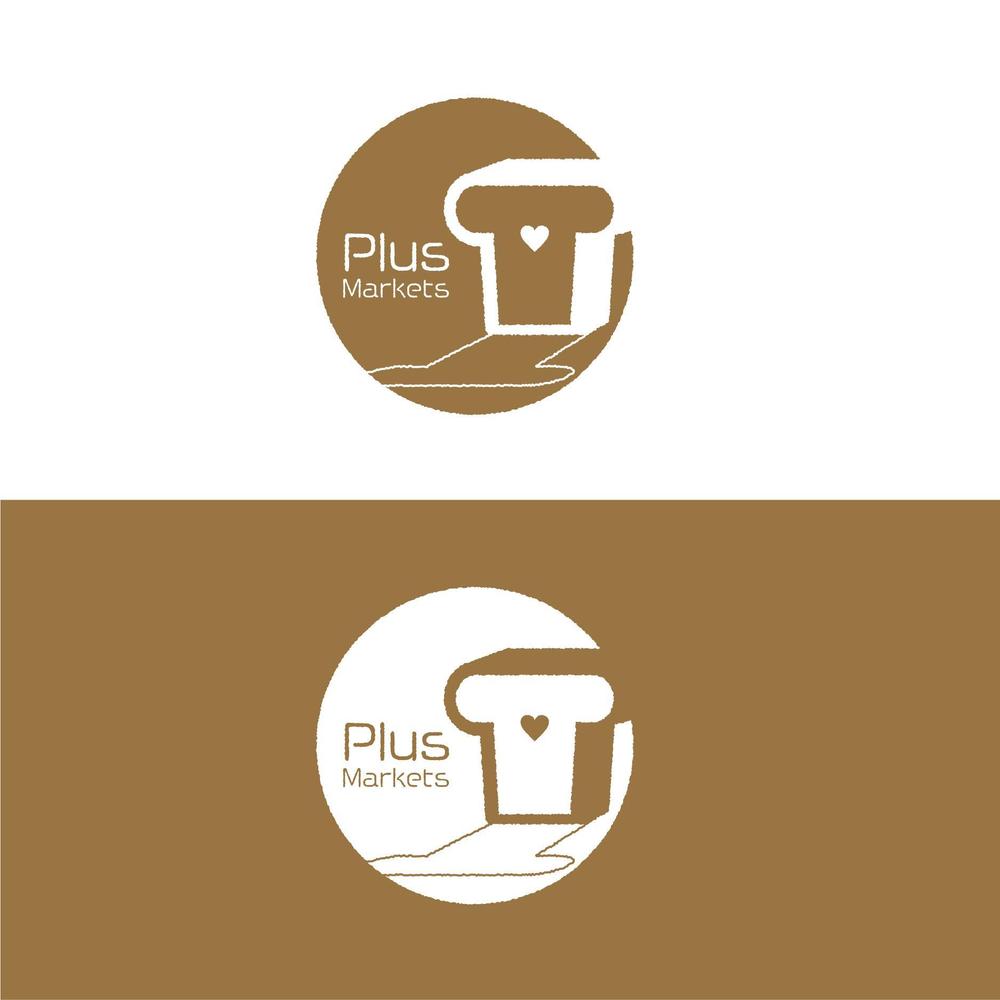 パン屋事業 屋号「Plus Markets」のロゴ作成