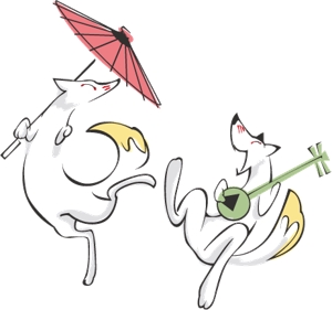 boobee ()さんの二匹の狐による、｢傘踊りの図｣への提案