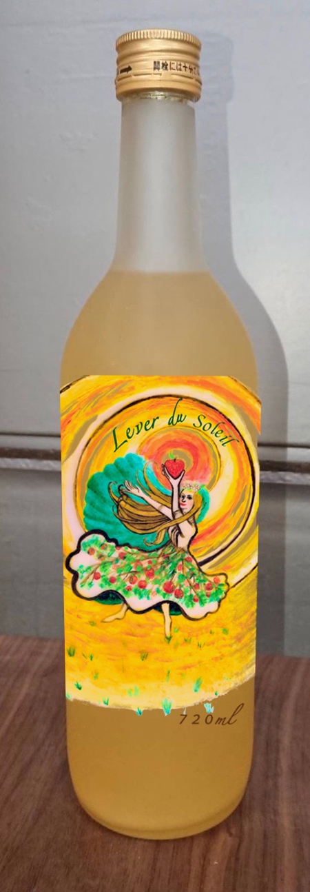童画｜きんのまんねんひつ舎／柳亜希 (mannenhitsusha)さんの100％果汁でできたりんごジュースのラベルデザインへの提案