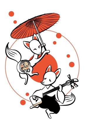 hakka (hakka)さんの二匹の狐による、｢傘踊りの図｣への提案