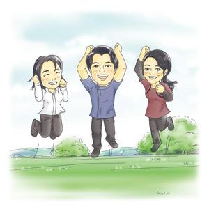 midomido050952 ()さんの全身含む似顔絵　３人まとめて　院長真ん中両サイドにスタッフへの提案
