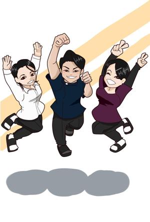 アサ (arthur77)さんの全身含む似顔絵　３人まとめて　院長真ん中両サイドにスタッフへの提案