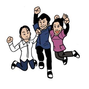 小田　一郎 (ichannel16)さんの全身含む似顔絵　３人まとめて　院長真ん中両サイドにスタッフへの提案