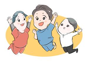 大阪みほ ()さんの全身含む似顔絵　３人まとめて　院長真ん中両サイドにスタッフへの提案