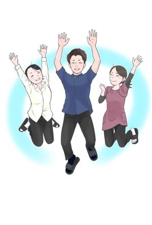 tanabeai (tanabeai)さんの全身含む似顔絵　３人まとめて　院長真ん中両サイドにスタッフへの提案