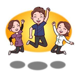 Cutiefunny (megu01)さんの全身含む似顔絵　３人まとめて　院長真ん中両サイドにスタッフへの提案