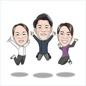 Cmajor17 (cmajor17)さんの全身含む似顔絵　３人まとめて　院長真ん中両サイドにスタッフへの提案