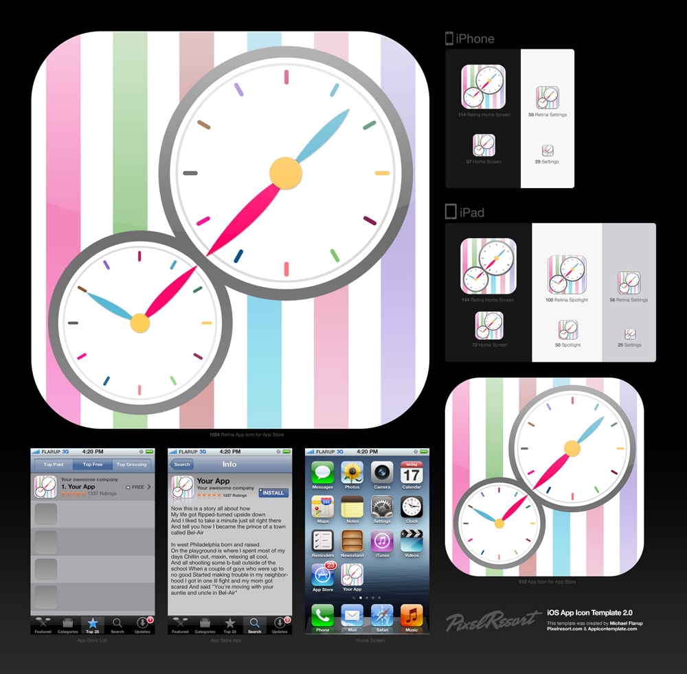 iPhone/iPadの時計アプリのアイコン制作