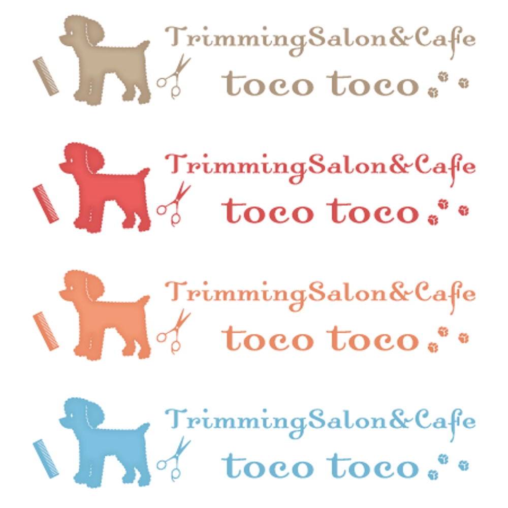 ペットサロン＆カフェ「toco toco」(トコトコ)の看板ロゴ