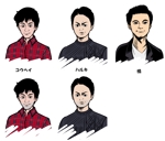 桃 (momomurasaki2)さんの20代〜30代男性3人のキャラクターデザイン募集への提案
