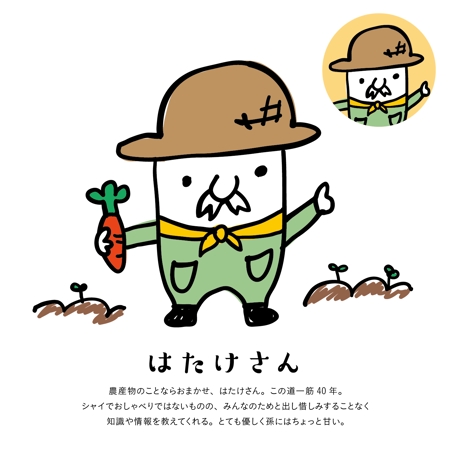 ふるうむでざいん (fullum)さんの農産物食育ブログのゆるくてかわいい農家のおじさんキャラクターデザイン募集への提案
