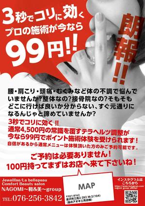 駿 (syuninu)さんの美容整体（ホルミシス調整という新メニューの体験と本メニュー説明）のチラシへの提案