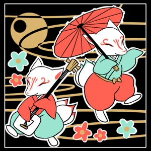 ミウラ (miura03)さんの二匹の狐による、｢傘踊りの図｣への提案
