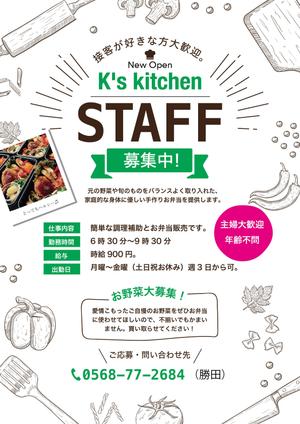 nkj (nkjhrs)さんの手作りお弁当、お惣菜販売のお店 K's kitchen スタッフ募集のチラシへの提案