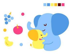 さんの【手書きOK】 アップリケ用かわいいゾウの親子のイラストへの提案