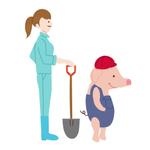 kousukeyokoo (ganmodokicks)さんの【納期相談可・静止画】未来を見つめてひたむきに頑張る若い豚と養豚会社職員のキャラクターデザインへの提案