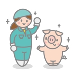 jugene (jugene)さんの【納期相談可・静止画】未来を見つめてひたむきに頑張る若い豚と養豚会社職員のキャラクターデザインへの提案