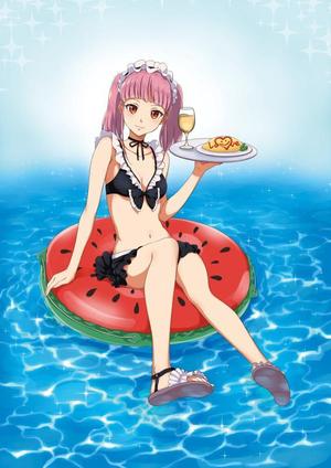 ちょりそー（仮） (chocop)さんのプールに落ちたグラビアメイドのイラスト制作(雑貨制作用)への提案