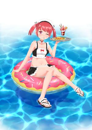 マルムギ ()さんのプールに落ちたグラビアメイドのイラスト制作(雑貨制作用)への提案