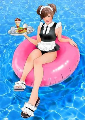 上條史人 (fkencpmiller)さんのプールに落ちたグラビアメイドのイラスト制作(雑貨制作用)への提案