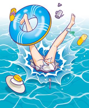 松本イチロウ (tora_jiroh)さんのプールに落ちたグラビアメイドのイラスト制作(雑貨制作用)への提案