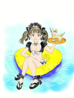 池田 (JunkoIkeda)さんのプールに落ちたグラビアメイドのイラスト制作(雑貨制作用)への提案