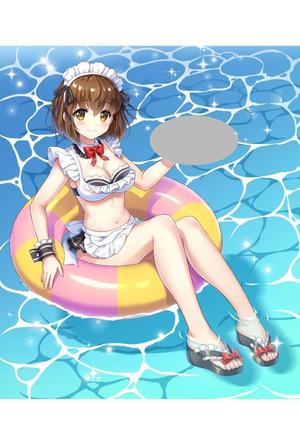 マメタ (kiropin)さんのプールに落ちたグラビアメイドのイラスト制作(雑貨制作用)への提案