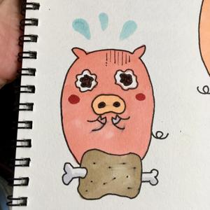RIKKA (mochapoko)さんのしゃぶしゃぶ・串揚げ食べ放題「大地のぶた」のキャラクターデザインへの提案