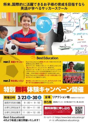 上 ()さんの英語で教えるサッカ－教室「Best Education」のチラシへの提案