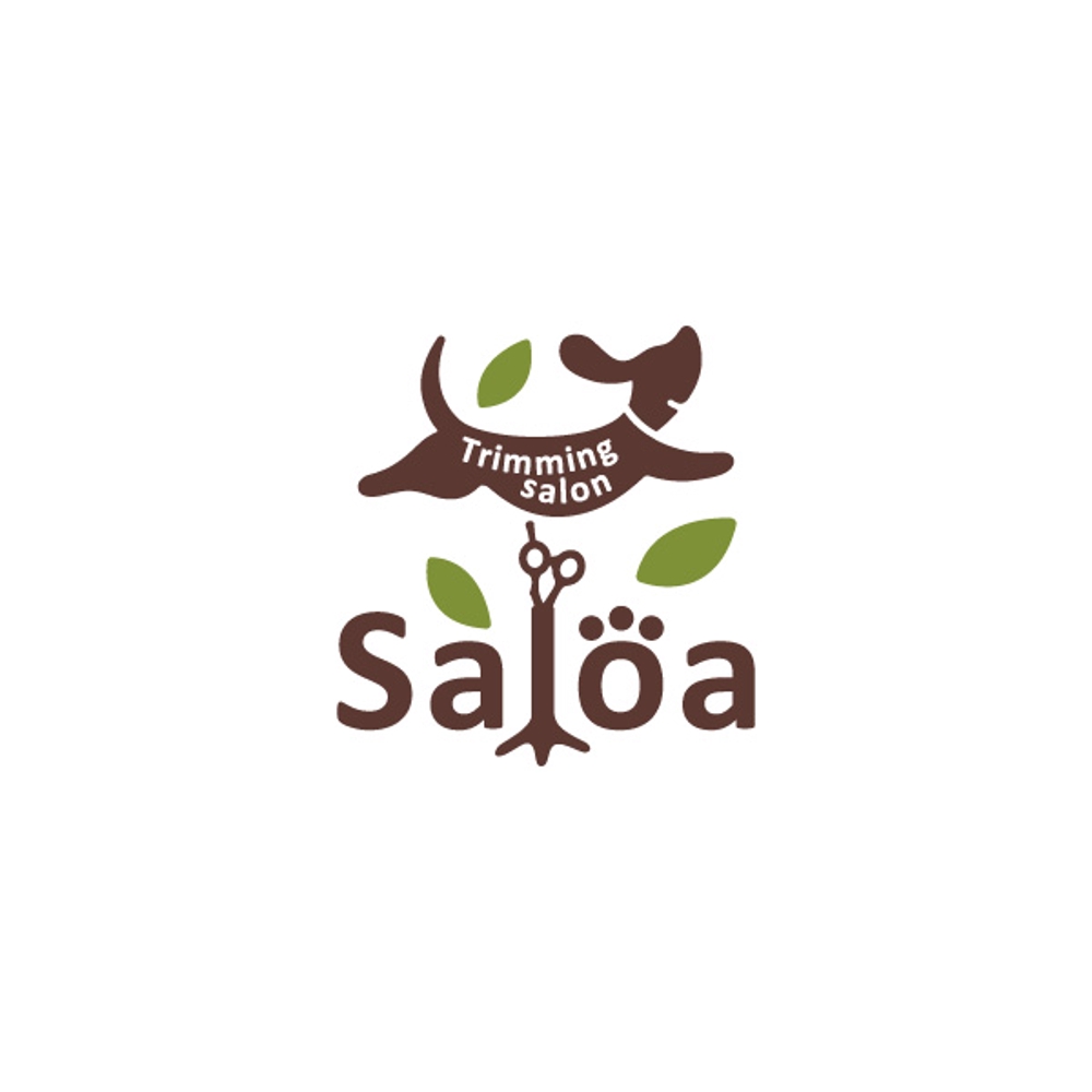 トリミングサロン　「Saloa」のロゴ　（対象動物はほとんどが犬です）