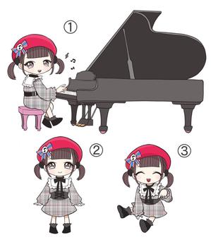智水（ともみ） (ozipon)さんのピアノをモチーフにした萌え系女の子のデフォルメキャラクターへの提案