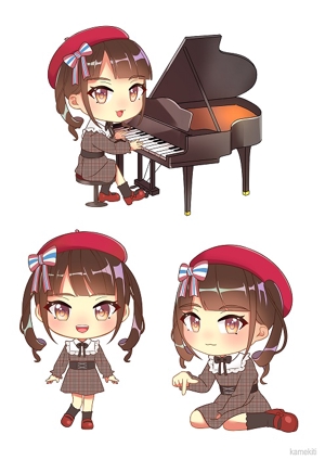 kamekiti (kamekititen)さんのピアノをモチーフにした萌え系女の子のデフォルメキャラクターへの提案