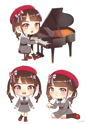 kamekiti (kamekititen)さんのピアノをモチーフにした萌え系女の子のデフォルメキャラクターへの提案