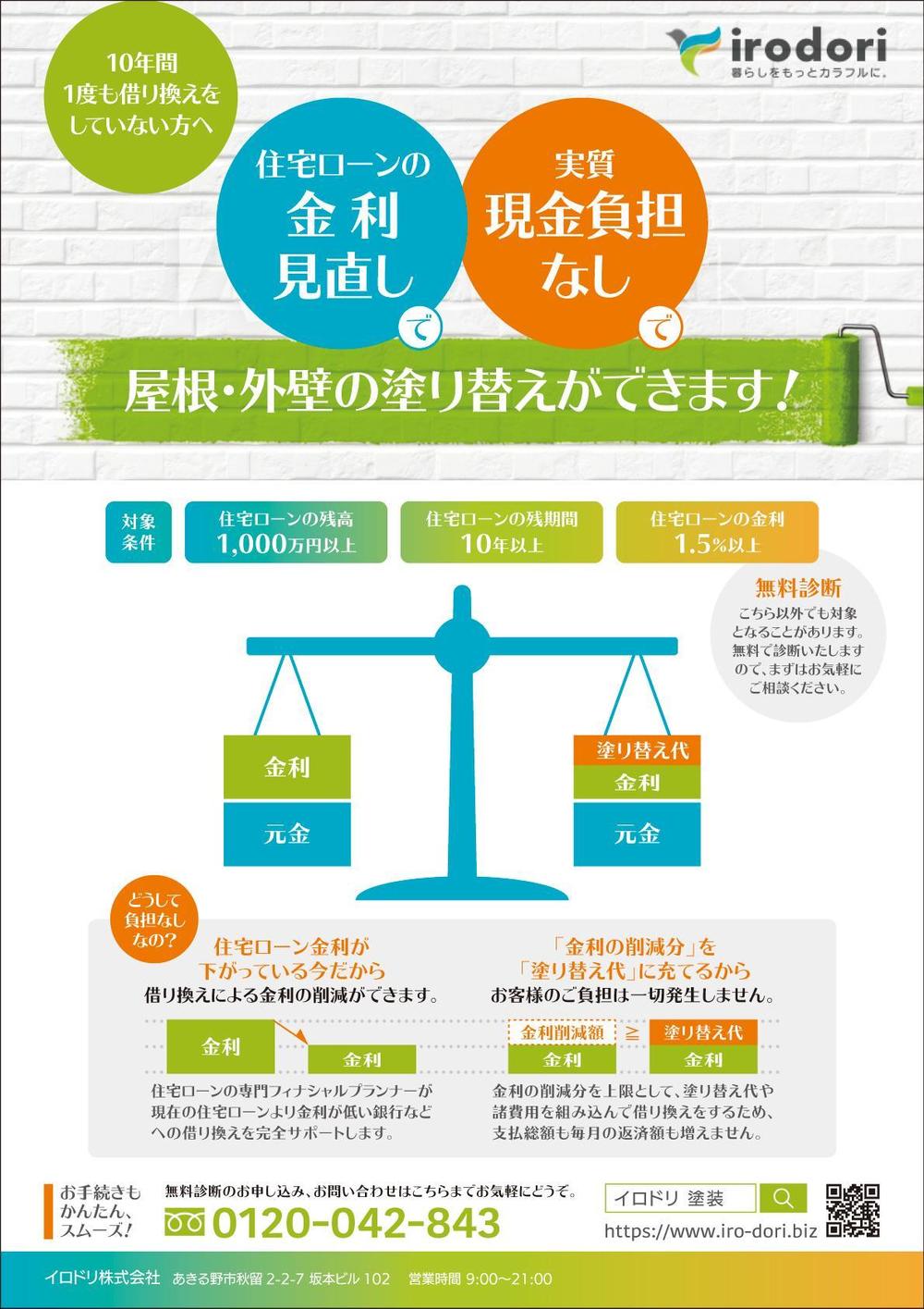 借り換えを利用した外壁塗装工事のチラシ