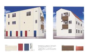 Atelier IMAI (Ima_114510)さんの《新築3階建て長屋アパートの外観デザイン募集》選択肢の色の中でおしゃれにへの提案