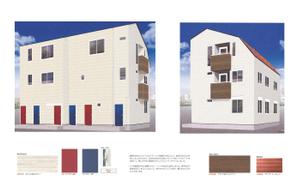Atelier IMAI (Ima_114510)さんの《新築3階建て長屋アパートの外観デザイン募集》選択肢の色の中でおしゃれにへの提案