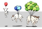 hosino (duskyouzel)さんの風船で飛んでいるヤギのイラストへの提案