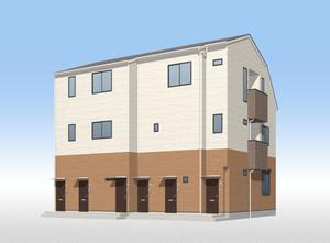 江口　顕 (eguchi-K)さんの《新築3階建て長屋アパートの外観デザイン募集》選択肢の色の中でおしゃれにへの提案