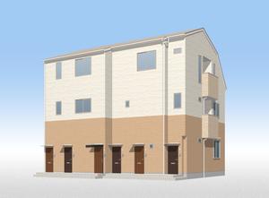 江口　顕 (eguchi-K)さんの《新築3階建て長屋アパートの外観デザイン募集》選択肢の色の中でおしゃれにへの提案