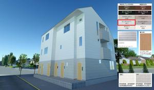 j4.5 (yps3333)さんの《新築3階建て長屋アパートの外観デザイン募集》選択肢の色の中でおしゃれにへの提案