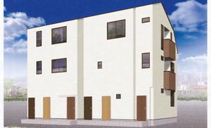 P_Design ()さんの《新築3階建て長屋アパートの外観デザイン募集》選択肢の色の中でおしゃれにへの提案