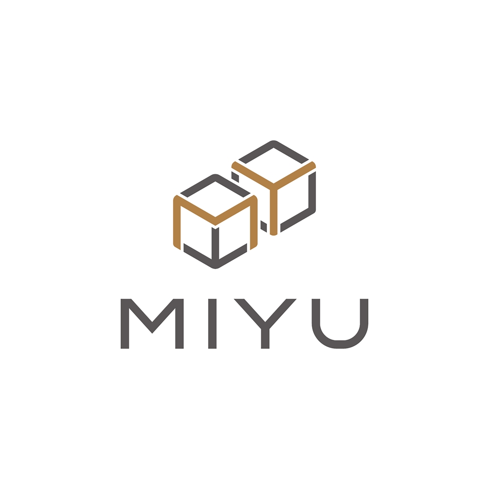 キューブウレタンを使用したインテリア「MIYU」シリーズのブランドロゴ
