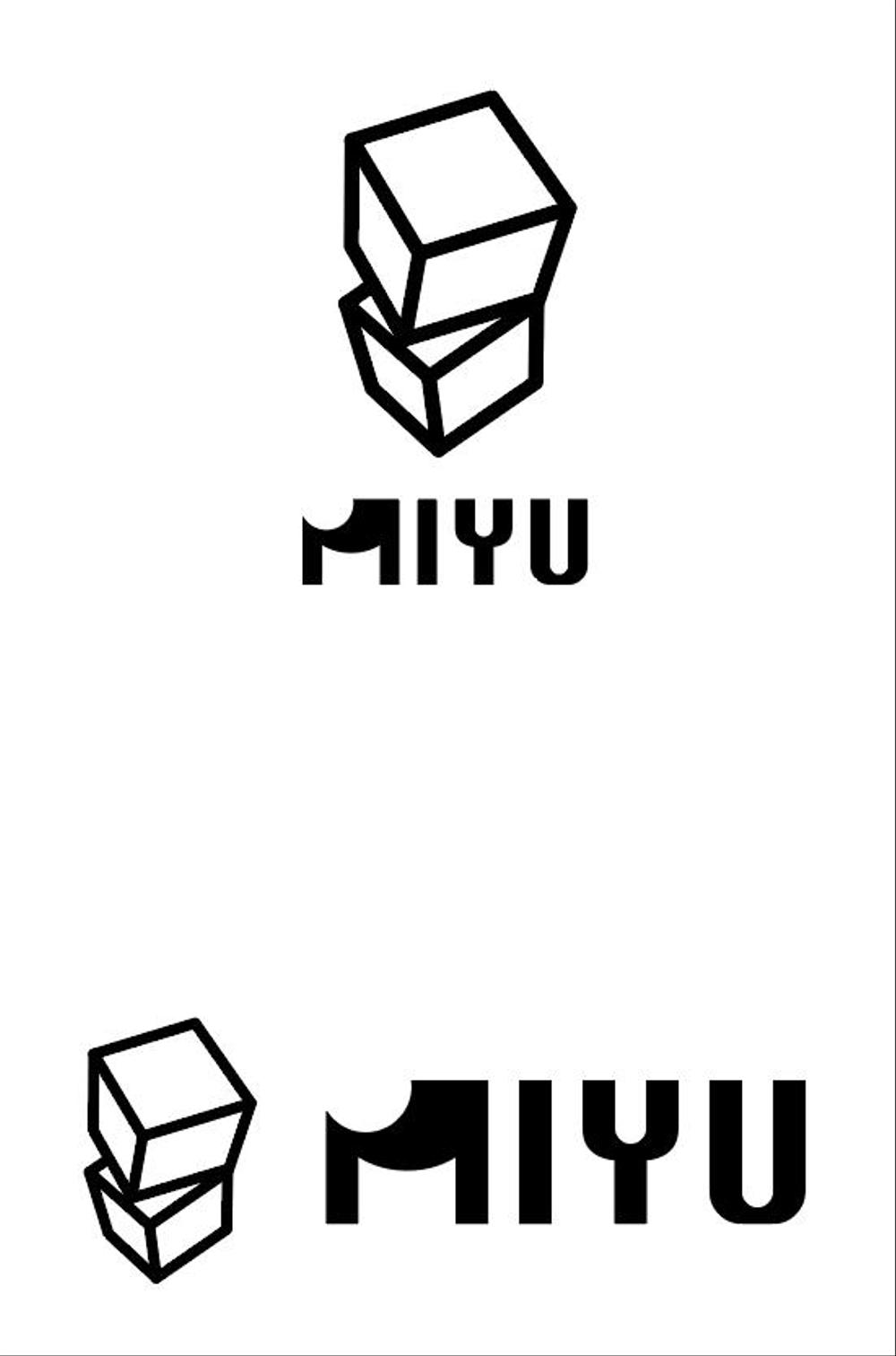 キューブウレタンを使用したインテリア「MIYU」シリーズのブランドロゴ