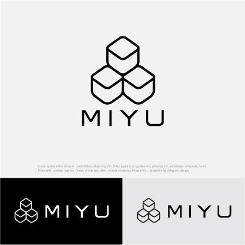 キューブウレタンを使用したインテリア「MIYU」シリーズのブランドロゴ