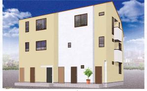 teddyx001 (teddyx001)さんの《新築3階建て長屋アパートの外観デザイン募集》選択肢の色の中でおしゃれにへの提案